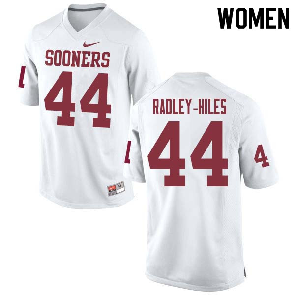 Women #44 Brendan Radley-Hiles Oklahoma Sooners College Football Jerseys Sale-White - Click Image to Close